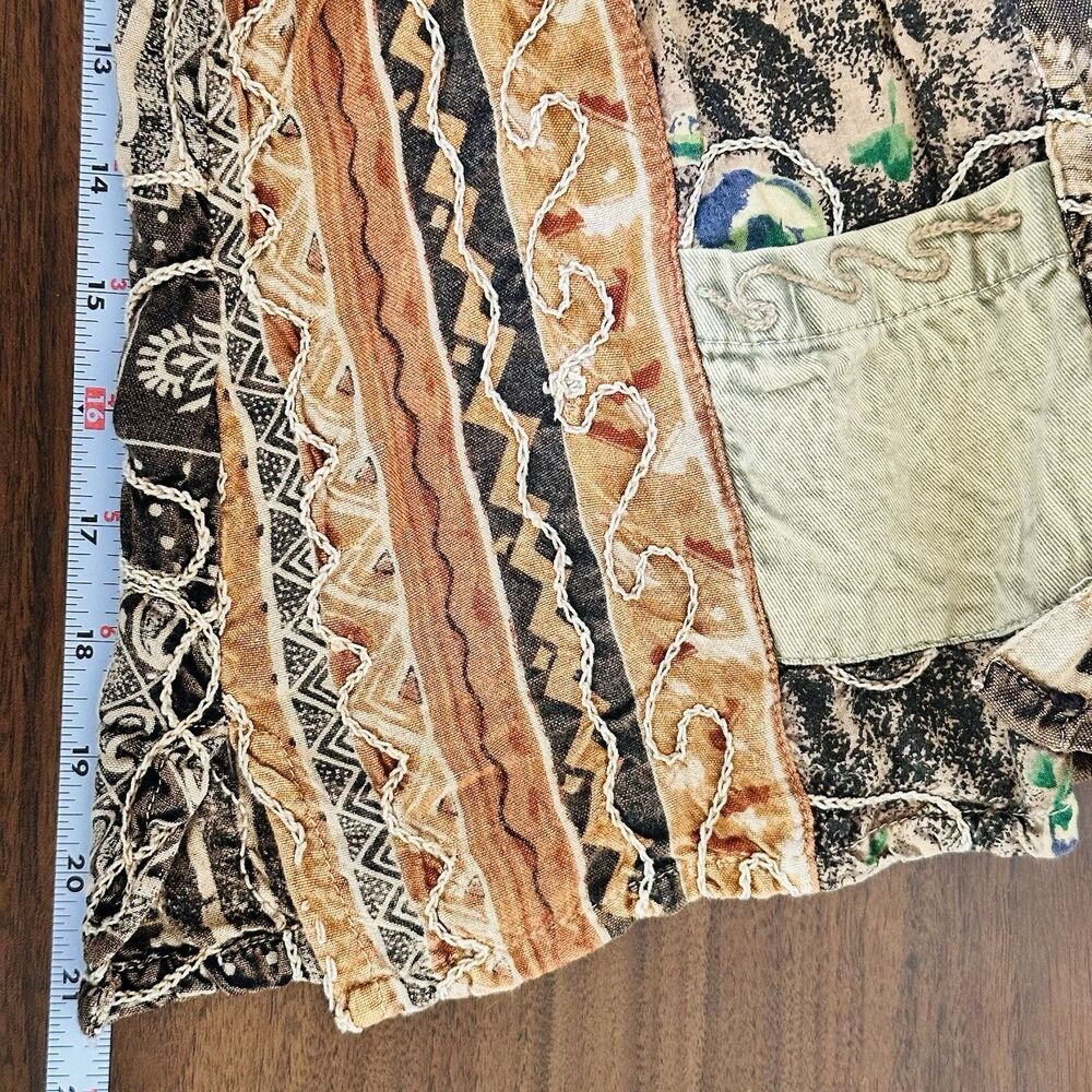 Sacred Threads M/L Button Up Patchwork Top Western Boho Artsy Hippie Eclectic - Picture 12 of 12